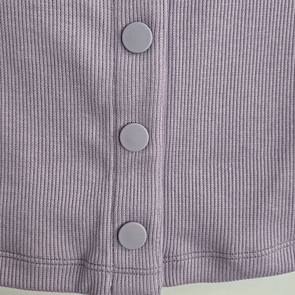 Outdoor Voices CozyRib Cropped Cardigan Sz S Earl Gray Purple NWT - Picture 5 of 10